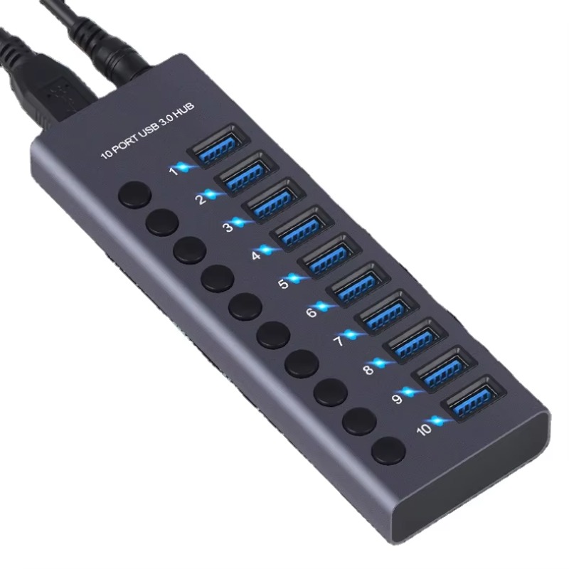 Usb Hub - 10-портовый USB-хаб из алюминиевого сплава, высокоскоростной,