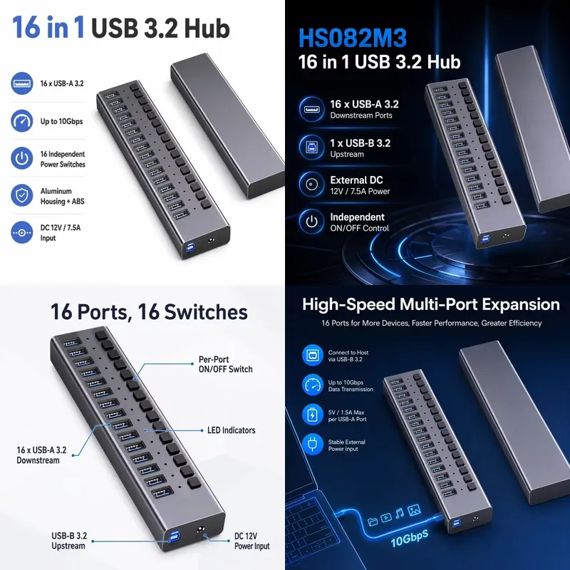 AP01: 16-портовый USB 3.2 Gen2 – обзор и цена Usb Hub
